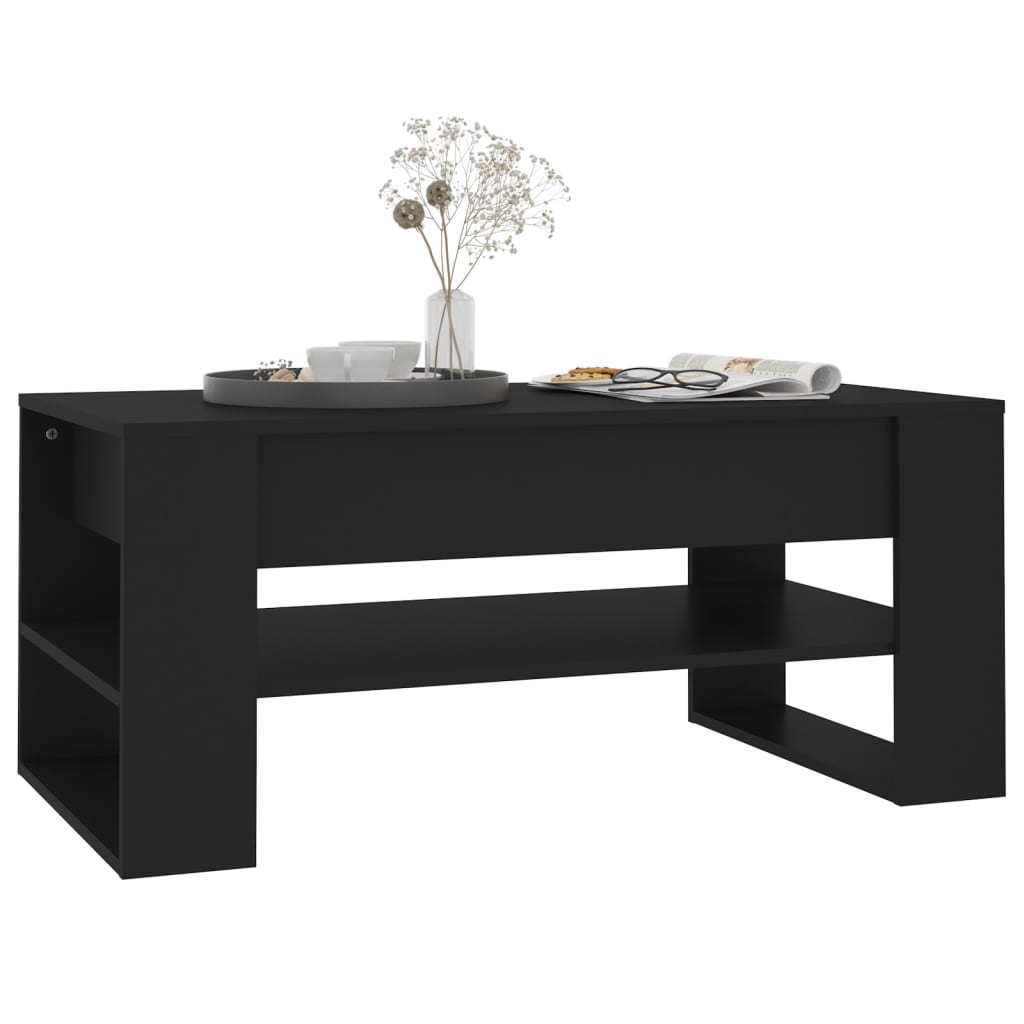 Tavolino da Salotto Nero 102x55x45 cm in Legno Multistrato