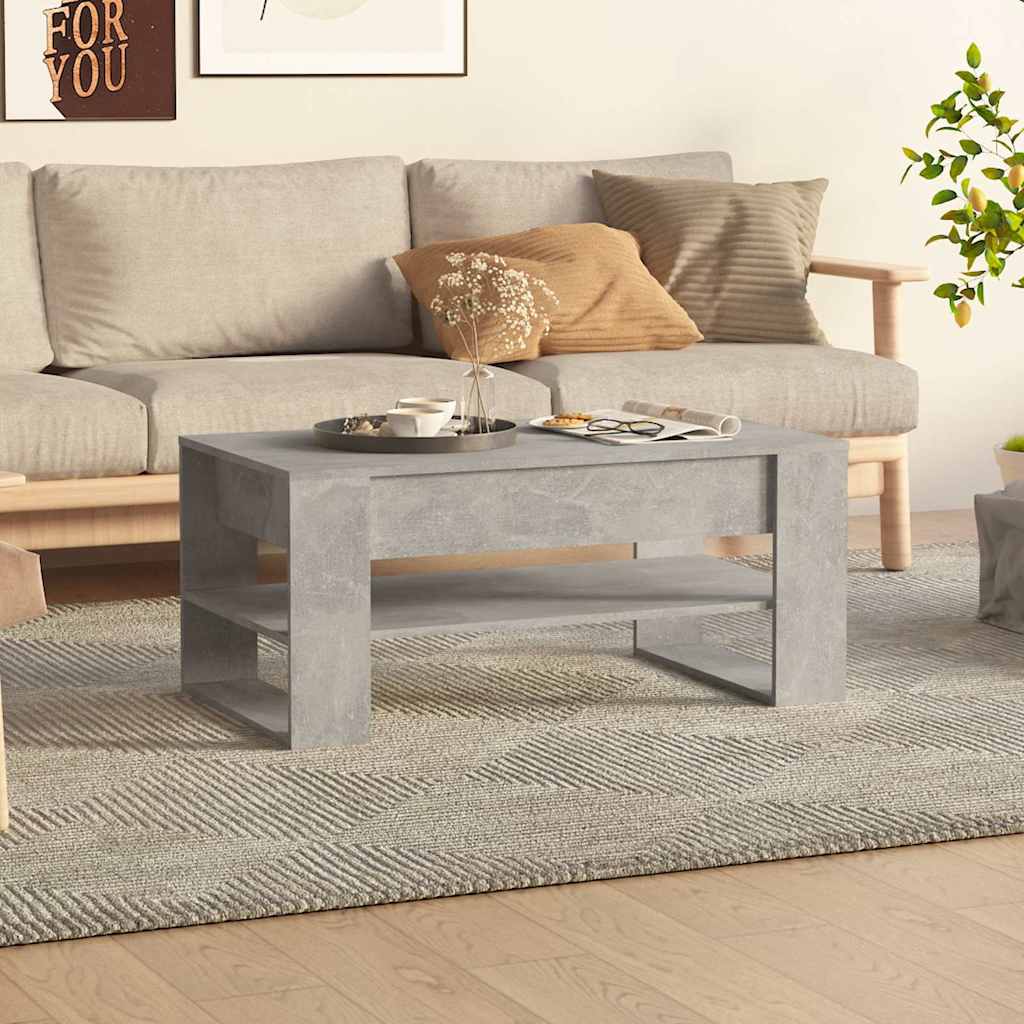 Tavolino Salotto Grigio Cemento 102x55x45 cm Legno Multistrato