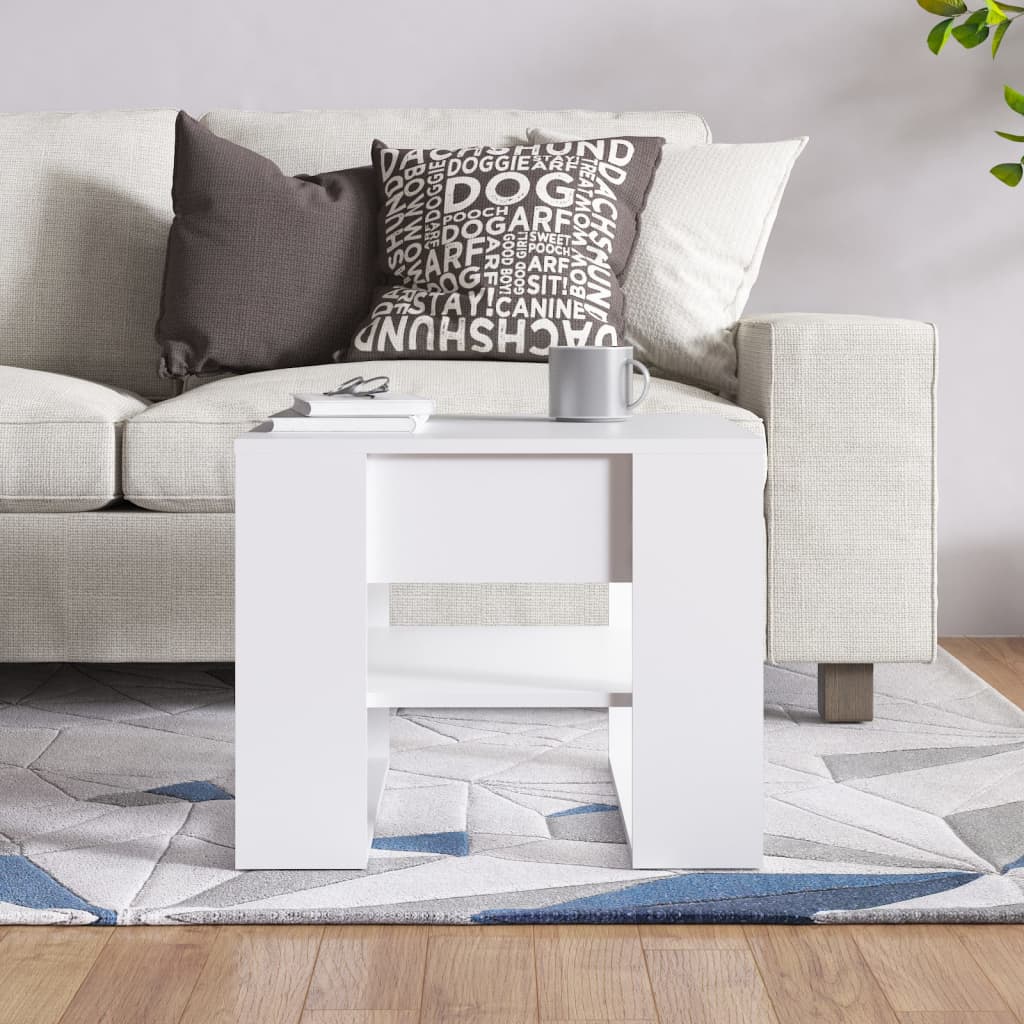 Tavolino da Salotto Bianco 55,5x55x45 cm in Legno Multistrato | homemem39