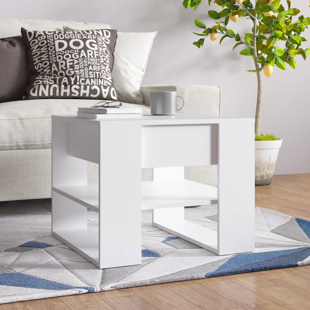 Tavolino da Salotto Bianco 55,5x55x45 cm in Legno Multistrato | homemem39