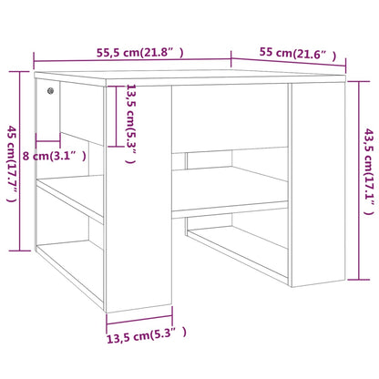 Tavolino Bianco e Rovere Sonoma 55,5x55x45 cm Legno Multistrato