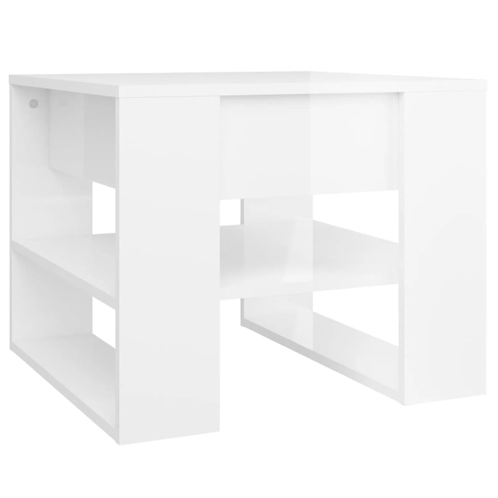 Tavolino Salotto Bianco Lucido 55,5x55x45 cm Legno Multistrato | homemem39