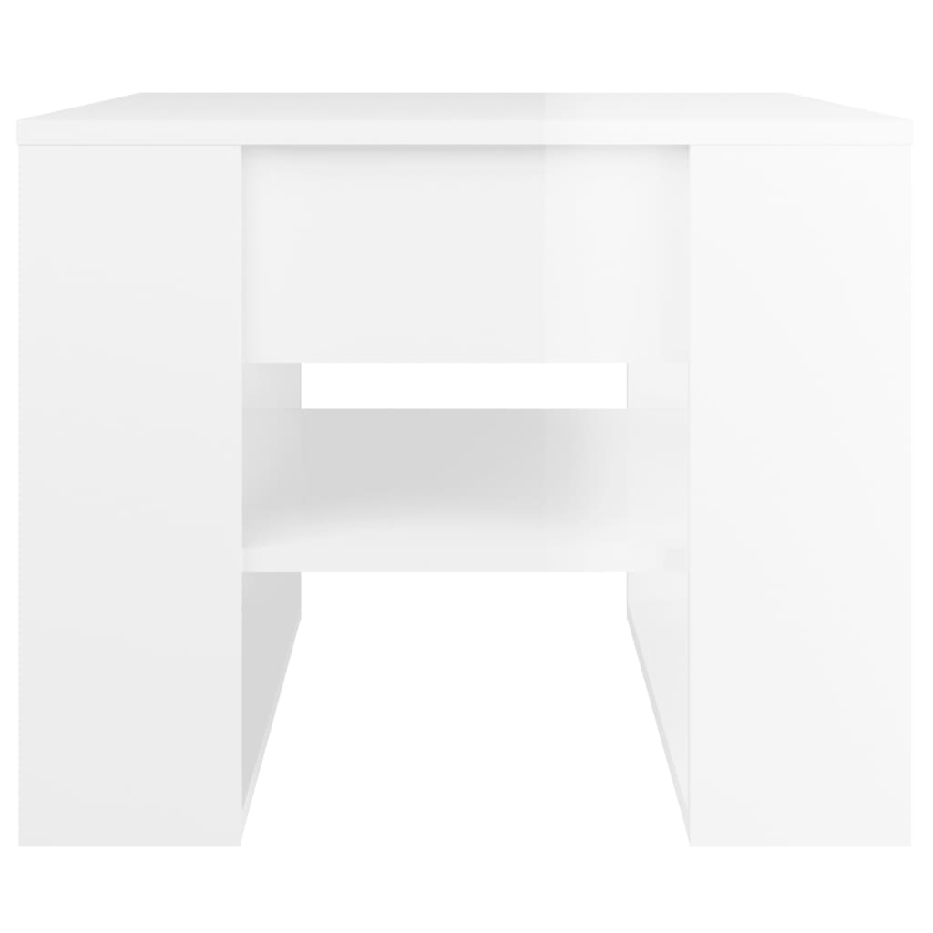 Tavolino Salotto Bianco Lucido 55,5x55x45 cm Legno Multistrato | homemem39
