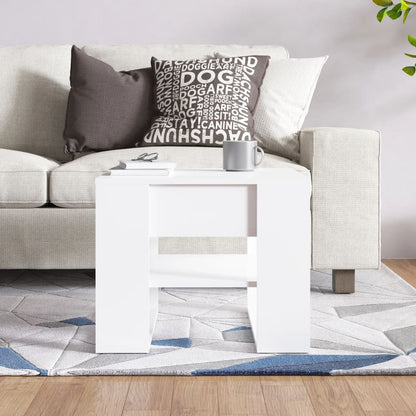 Tavolino Salotto Bianco Lucido 55,5x55x45 cm Legno Multistrato | homemem39