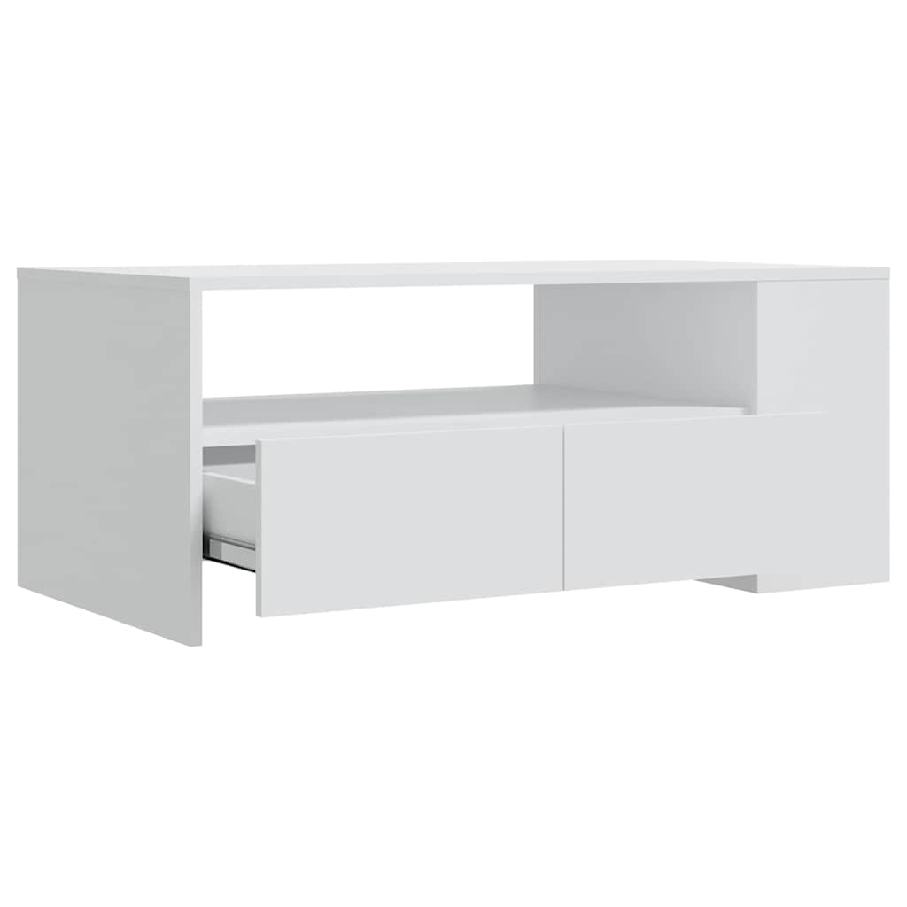 Tavolino da Salotto Bianco 102x55x42 cm in Legno Multistrato