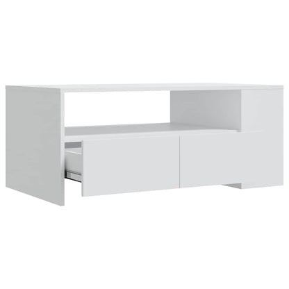 Tavolino da Salotto Bianco 102x55x42 cm in Legno Multistrato