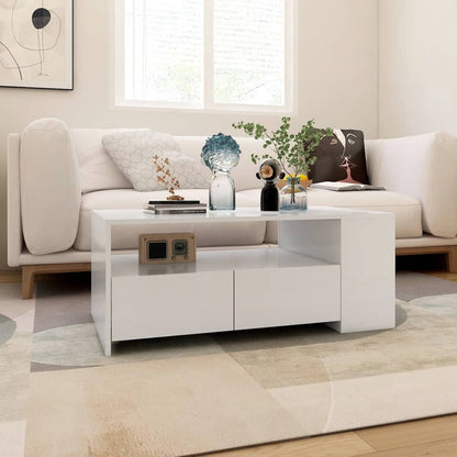 Tavolino da Salotto Bianco 102x55x42 cm in Legno Multistrato | homemem39
