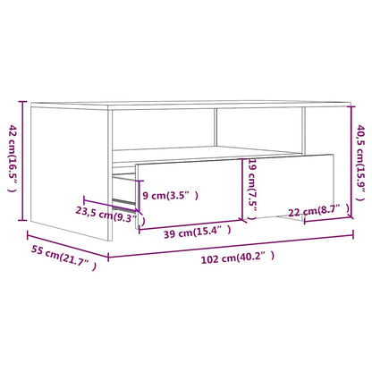 Tavolino da Salotto Rovere Sonoma 102x55x42cm Legno Compensato