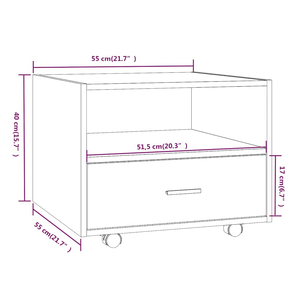 Tavolino da Salotto Bianco 55x55x40 cm in Legno Multistrato