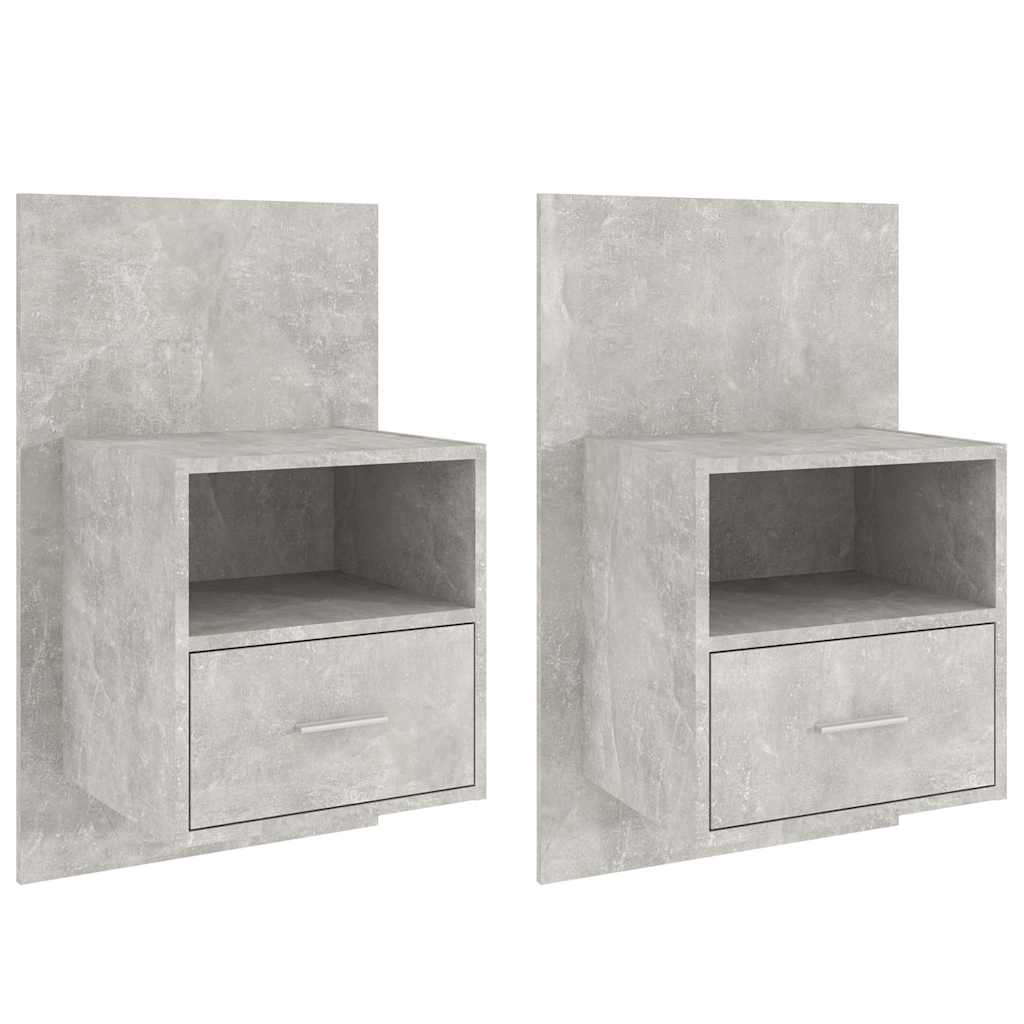 Comodini a Muro 2 pz Grigio Cemento | homemem39