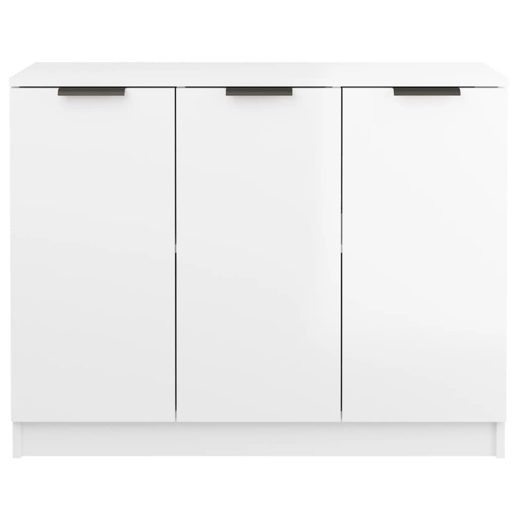 Credenza Bianco Lucido 90,5x30x70 cm in Legno Multistrato