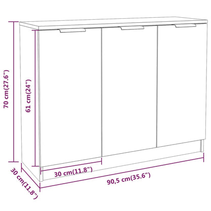 Credenza Bianco Lucido 90,5x30x70 cm in Legno Multistrato