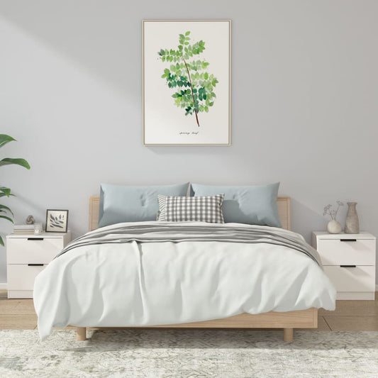 Comodini 2 pz Bianchi in Legno Multistrato - homemem39