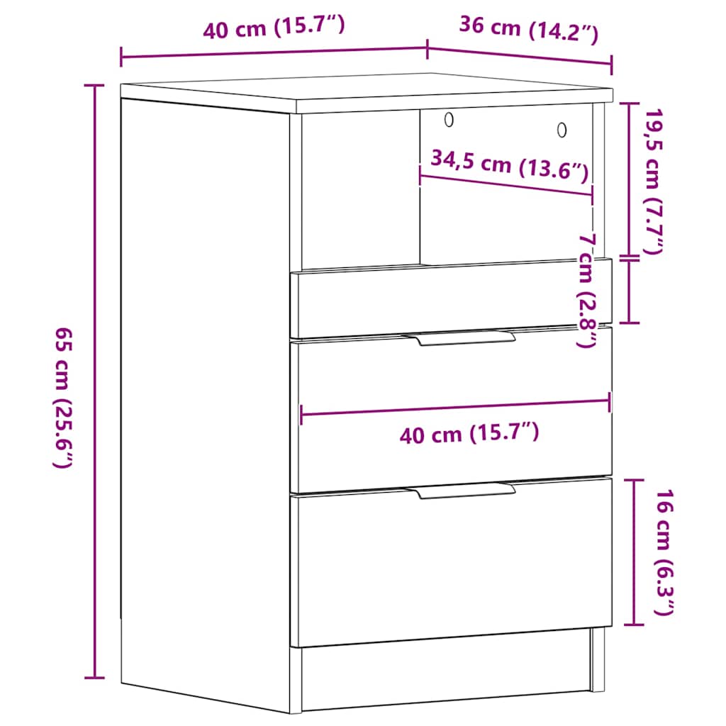 Comodino Grigio Cemento in Legno Multistrato | homemem39