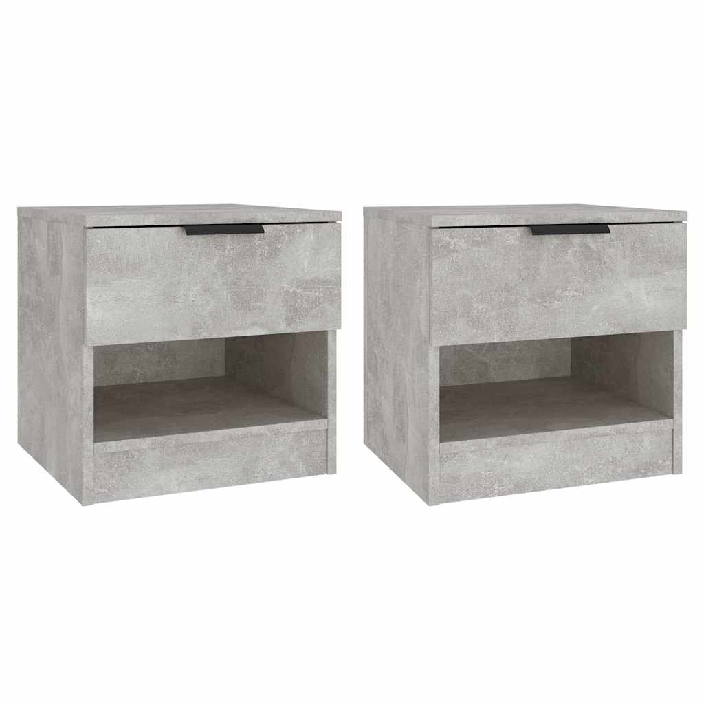 Comodini 2pz Grigio Cemento in Legno Multistrato | homemem39