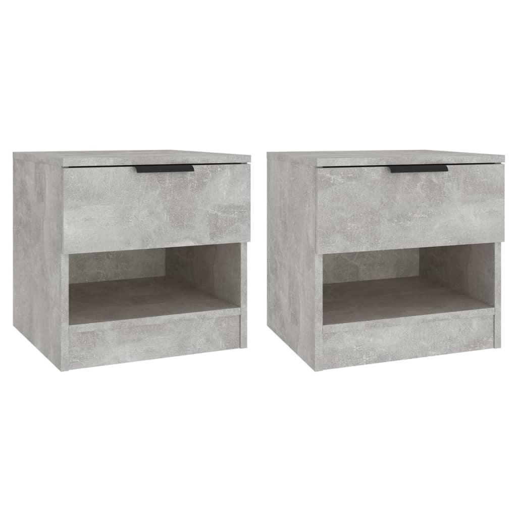 Comodini 2pz Grigio Cemento in Legno Multistrato - homemem39