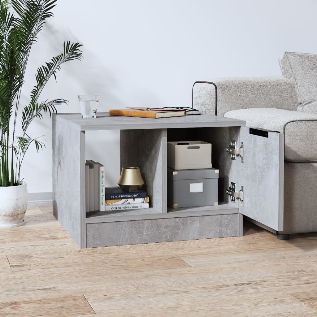 Tavolino Salotto Grigio Cemento 50x50x36 cm Legno Multistrato | homemem39