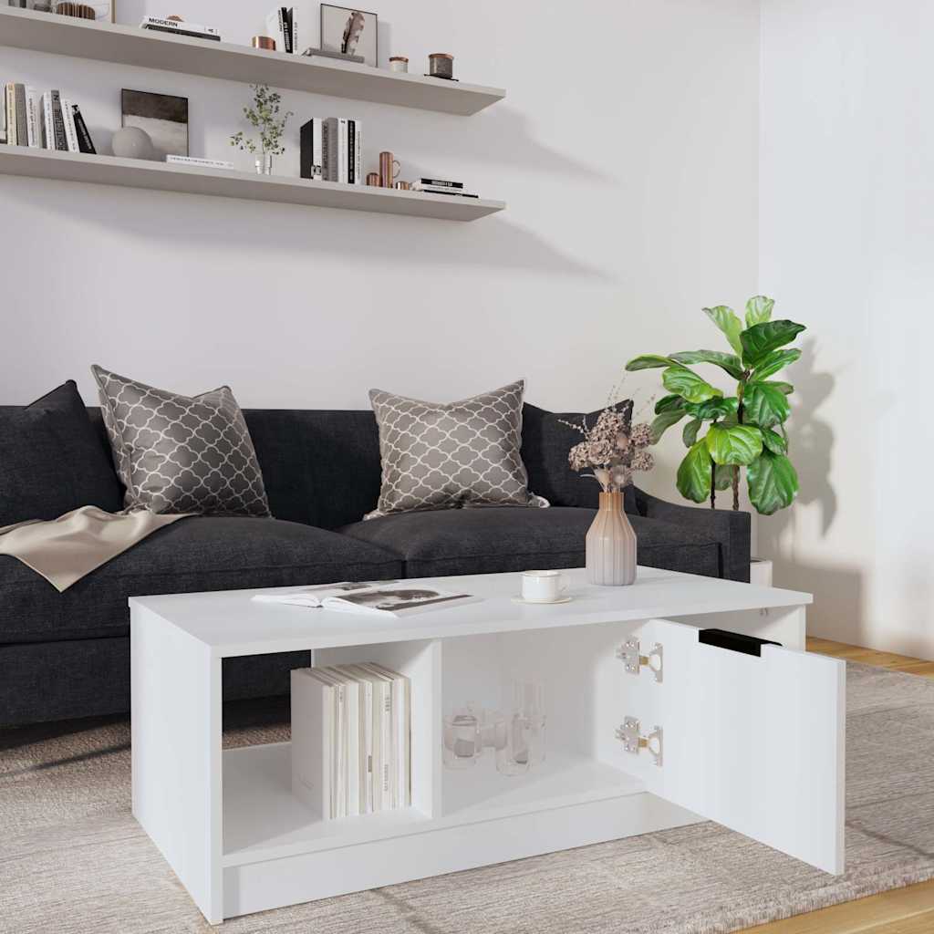 Tavolino da Salotto Bianco 102x50x36 cm in Legno Multistrato
