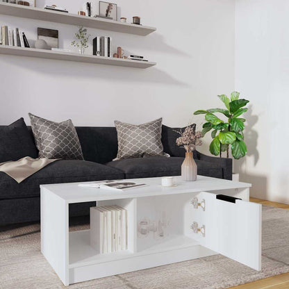 Tavolino da Salotto Bianco 102x50x36 cm in Legno Multistrato