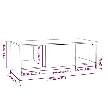 Tavolino da Salotto Bianco 102x50x36 cm in Legno Multistrato