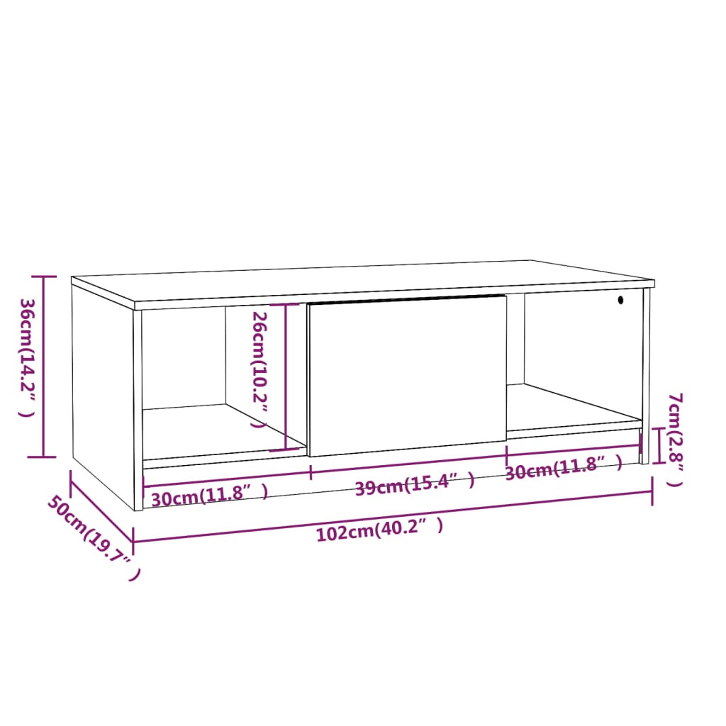 Tavolino Salotto Grigio Cemento 102x50x36 cm Legno Multistrato | homemem39