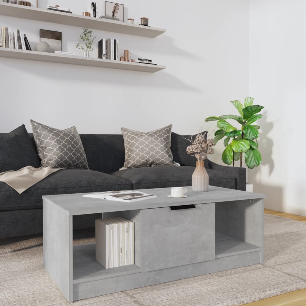 Tavolino Salotto Grigio Cemento 102x50x36 cm Legno Multistrato | homemem39