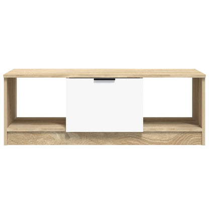 Tavolino Bianco e Rovere Sonoma 102x50x36 cm Legno Multistrato | homemem39