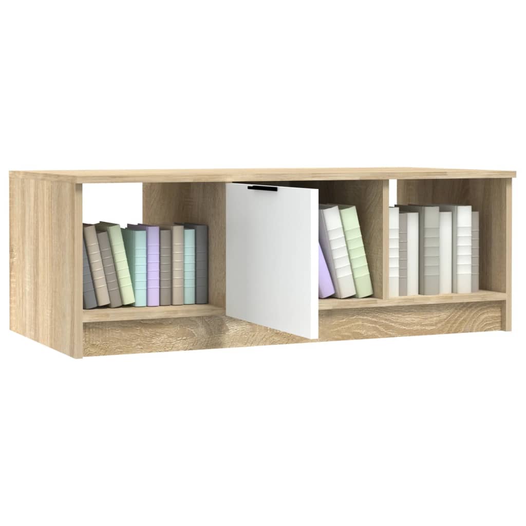 Tavolino Bianco e Rovere Sonoma 102x50x36 cm Legno Multistrato | homemem39
