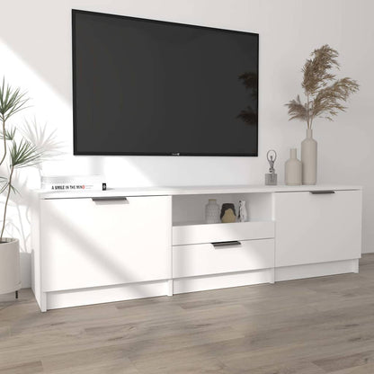 Mobile TV Bianco 140x35x40 cm in Legno Massello