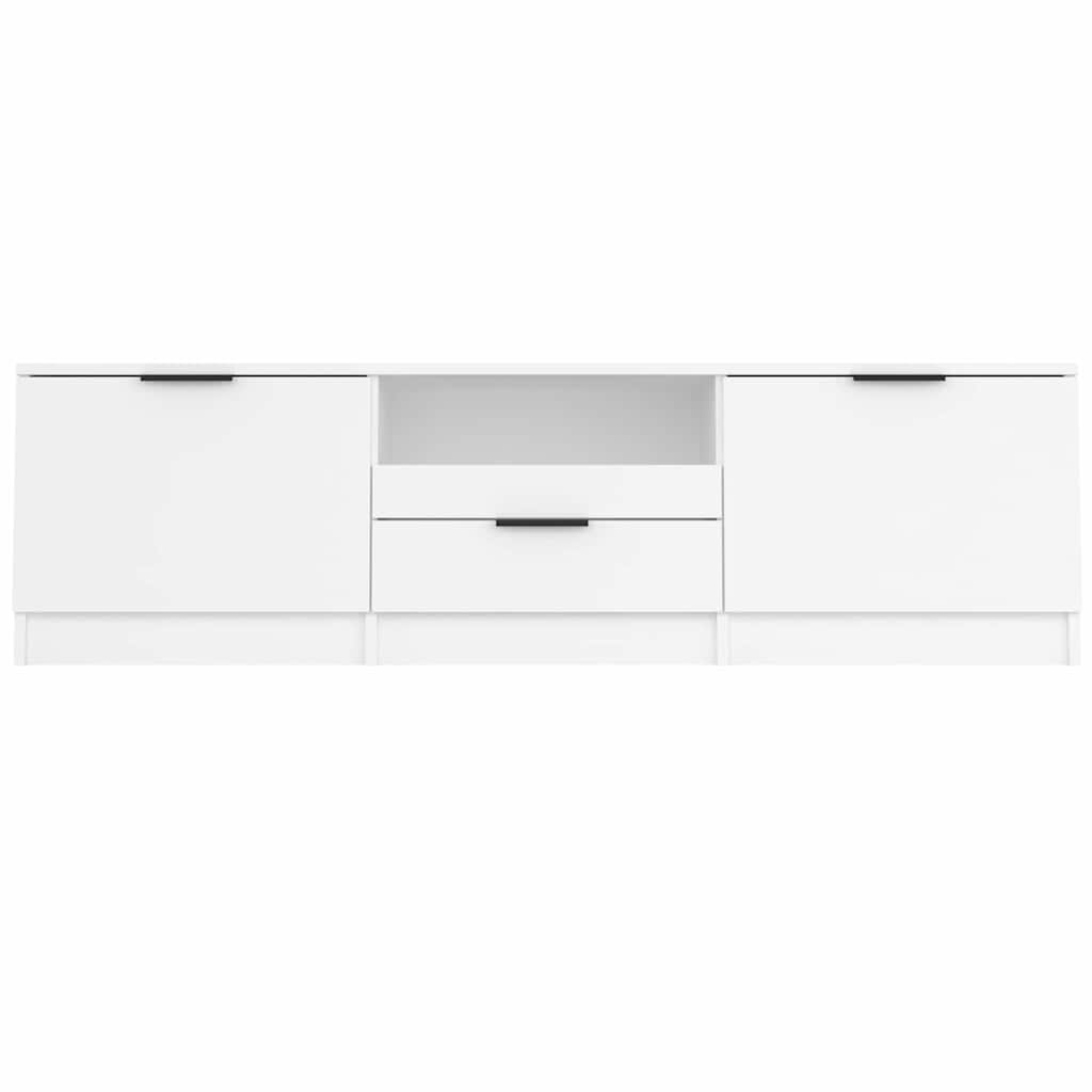 Mobile TV Bianco 140x35x40 cm in Legno Massello