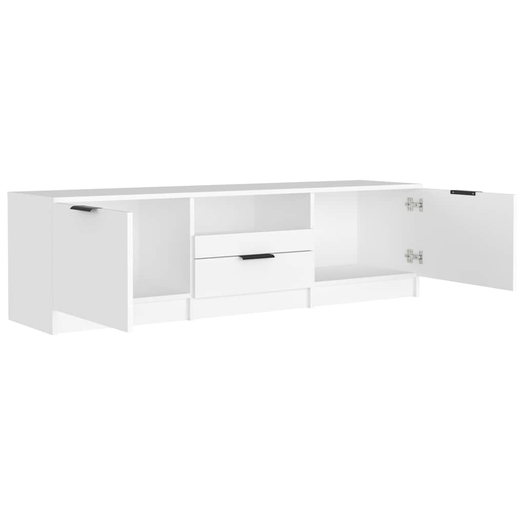 Mobile TV Bianco 140x35x40 cm in Legno Massello