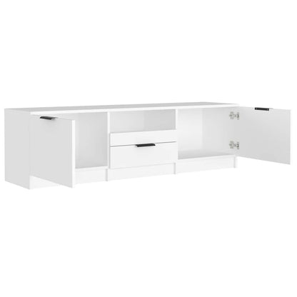 Mobile TV Bianco 140x35x40 cm in Legno Massello