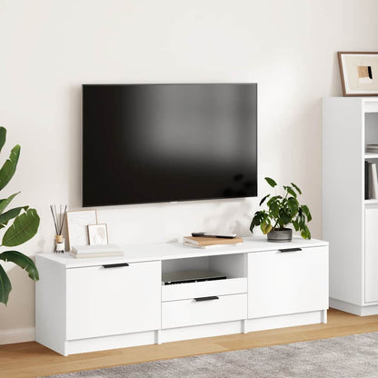 Mobile TV Bianco 140x35x40 cm in Legno Massello
