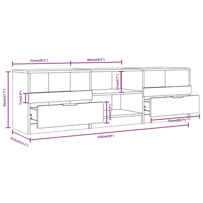 Mobile Porta TV Bianco 150x33,5x45 cm in Legno Multistrato
