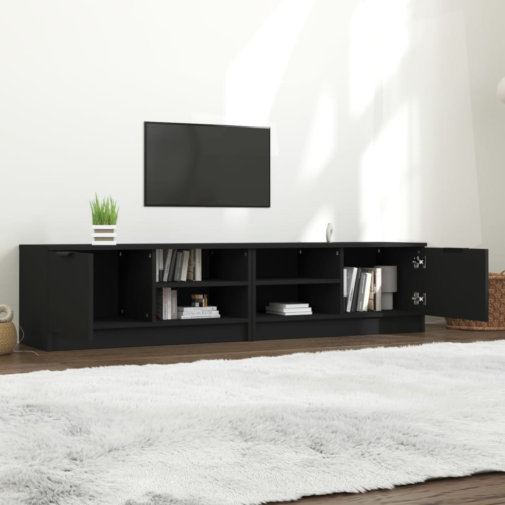 Mobili Porta TV 2 pz Neri 80x35x36,5 cm in Legno Multistrato - homemem39