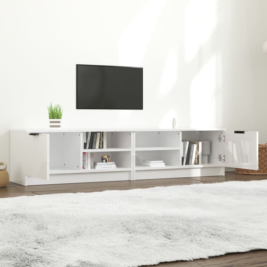 Mobili Porta TV 2pz Bianco Lucido 80x35x45 cm Legno Multistrato - homemem39