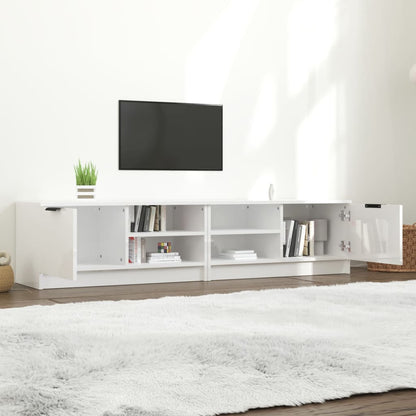 Mobili Porta TV 2pz Bianco Lucido 80x35x45 cm Legno Multistrato - homemem39