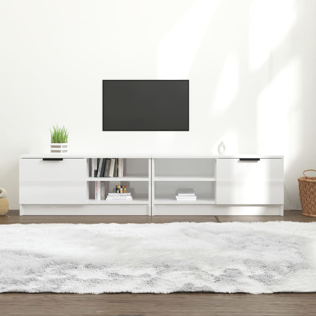 Mobili Porta TV 2pz Bianco Lucido 80x35x45 cm Legno Multistrato - homemem39