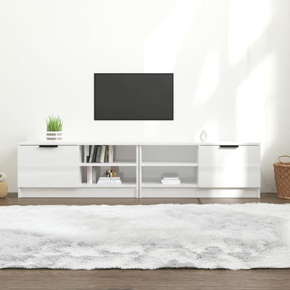 Mobili Porta TV 2pz Bianco Lucido 80x35x45 cm Legno Multistrato - homemem39