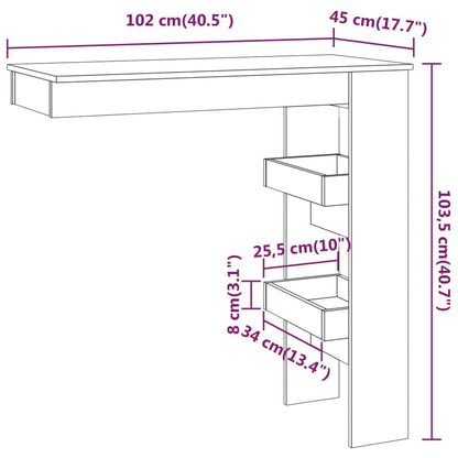 Bancone da Muro Bianco 102x45x103,5 cm in Legno Compensato - homemem39