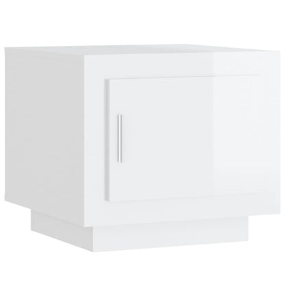 Tavolino Salotto Bianco Lucido 51x50x45 cm in Legno Multistrato | homemem39