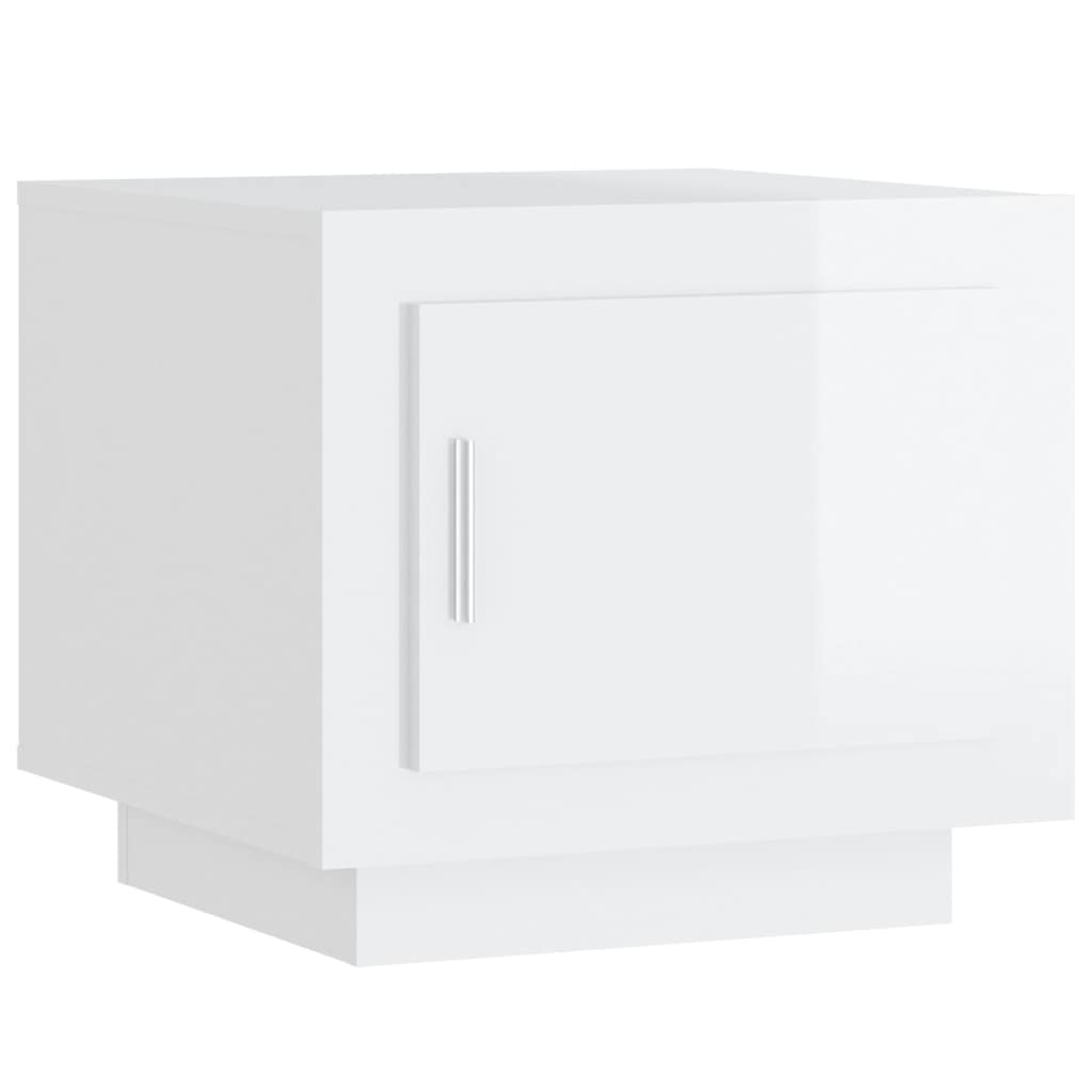 Tavolino Salotto Bianco Lucido 51x50x45 cm in Legno Multistrato