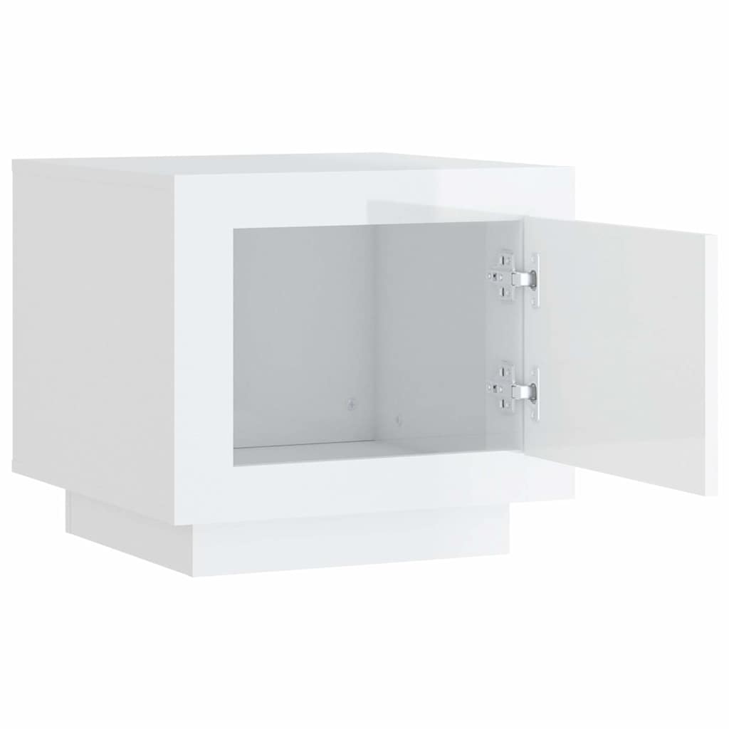 Tavolino Salotto Bianco Lucido 51x50x45 cm in Legno Multistrato