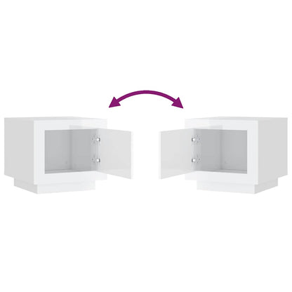 Tavolino Salotto Bianco Lucido 51x50x45 cm in Legno Multistrato | homemem39