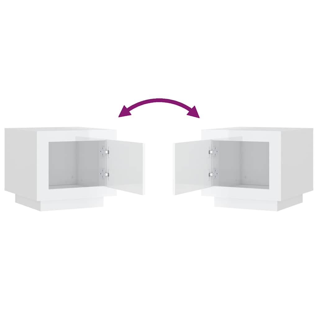 Tavolino Salotto Bianco Lucido 51x50x45 cm in Legno Multistrato