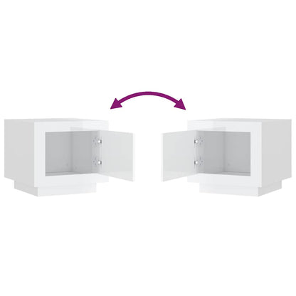 Tavolino Salotto Bianco Lucido 51x50x45 cm in Legno Multistrato