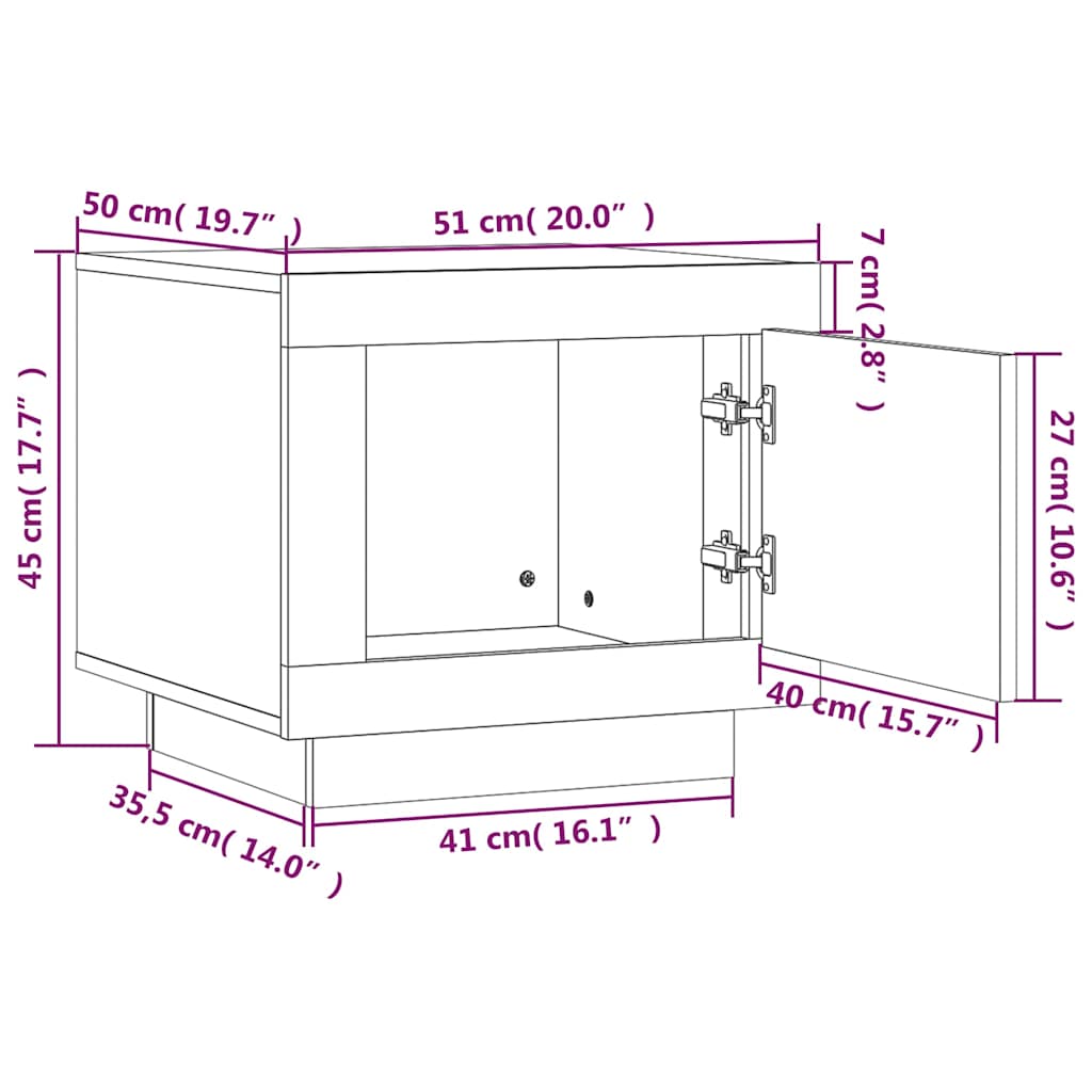 Tavolino Salotto Bianco Lucido 51x50x45 cm in Legno Multistrato