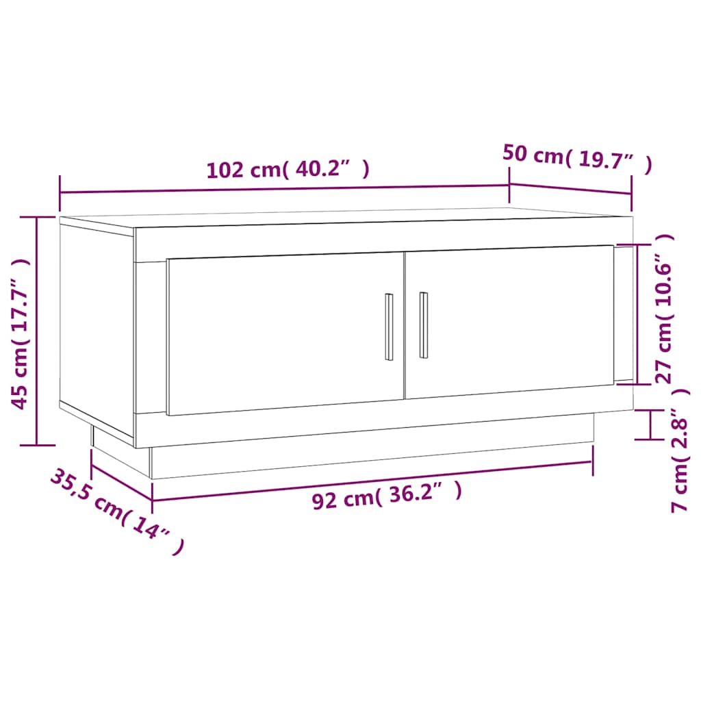 Tavolino Salotto Grigio Cemento 102x50x45 cm Legno Multistrato