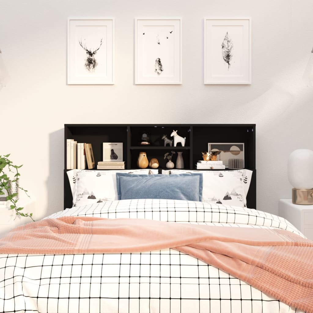 Testiera con Contenitore Nera 120x19x103,5 cm - homemem39