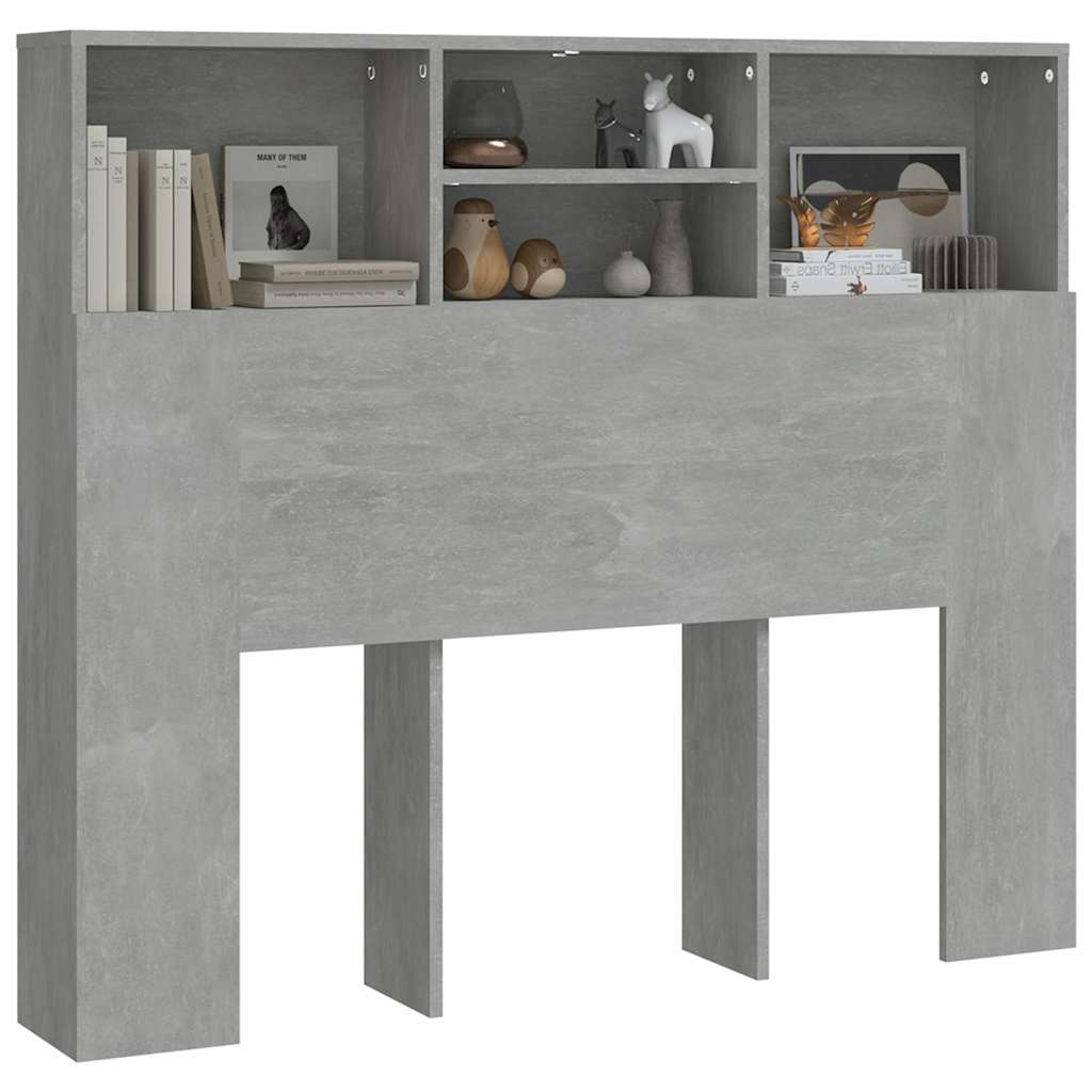 Testiera con Contenitore Grigio Cemento 120x19x103,5 cm